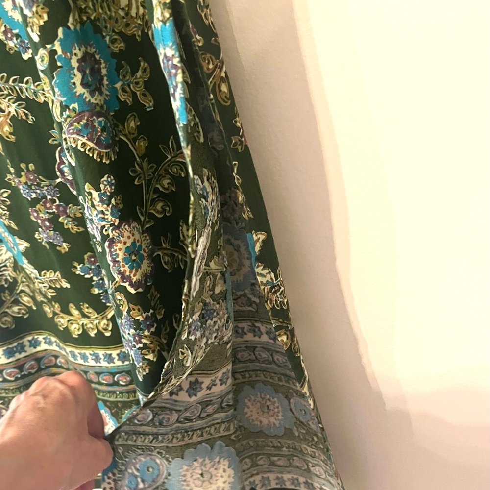 Natural Life Dara Green Floral Tie, boho V-neck Boho Oversized midi maxi dress S - Picture 7 of 10
